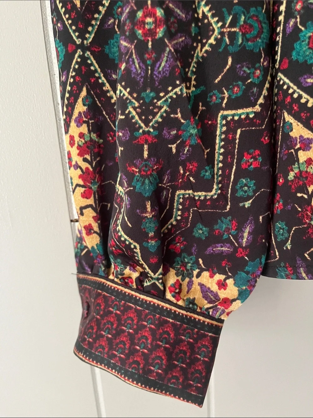 LOFT Multicolor Floral Geometric Long-Sleeve Blouse